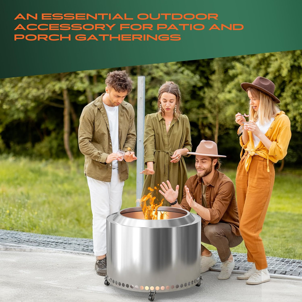 Rolling Firepit Stand for Solo Stove Yukon - 28" Rust-Proof on Wheels