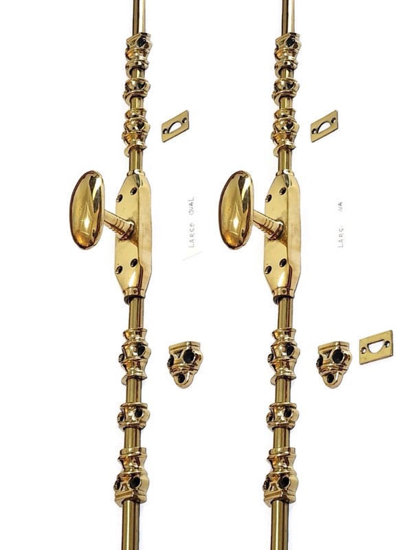 2 sets 110" LARGE oval knob CREMONE solid brass slide Bolt espagnolet 280 cm