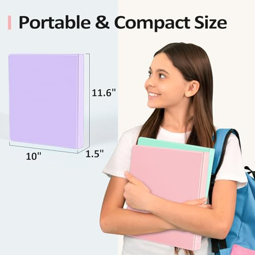 6 Pack Extra Durable 3 Ring Binders 1 inch, 1” Three Round Ring Binders with