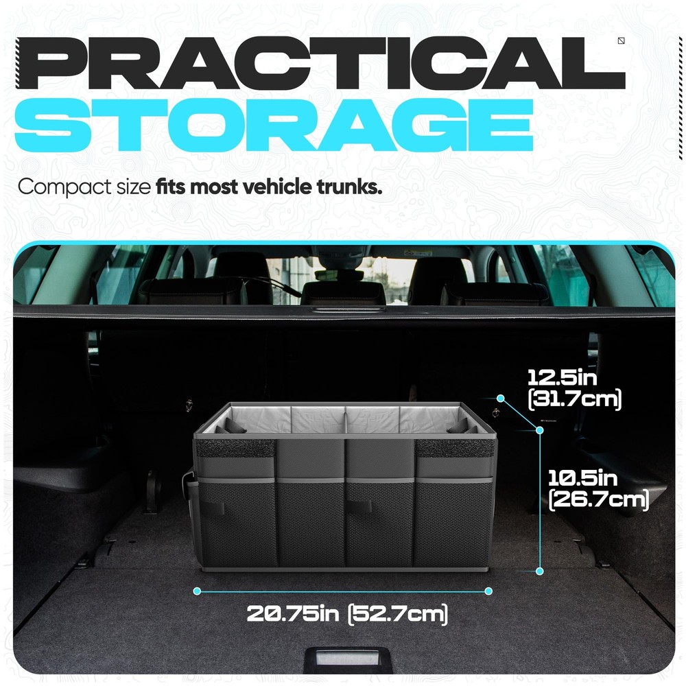 Car Trunk Organizer, Collapsible Multi-Compartment Storage for SUV Accessories