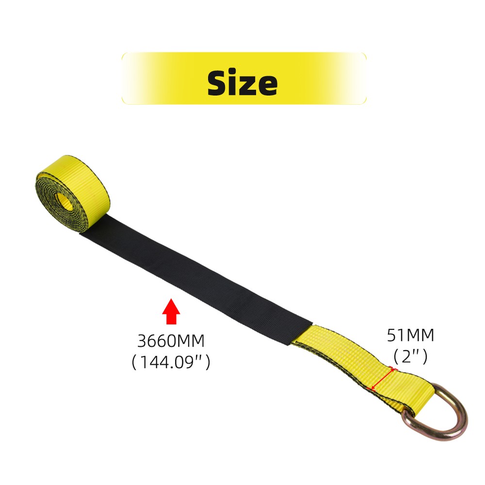 4 Pack 2" x 12' Lasso Strap w/ D Ring Auto Tie Down for Tow Truck Wheel Lift