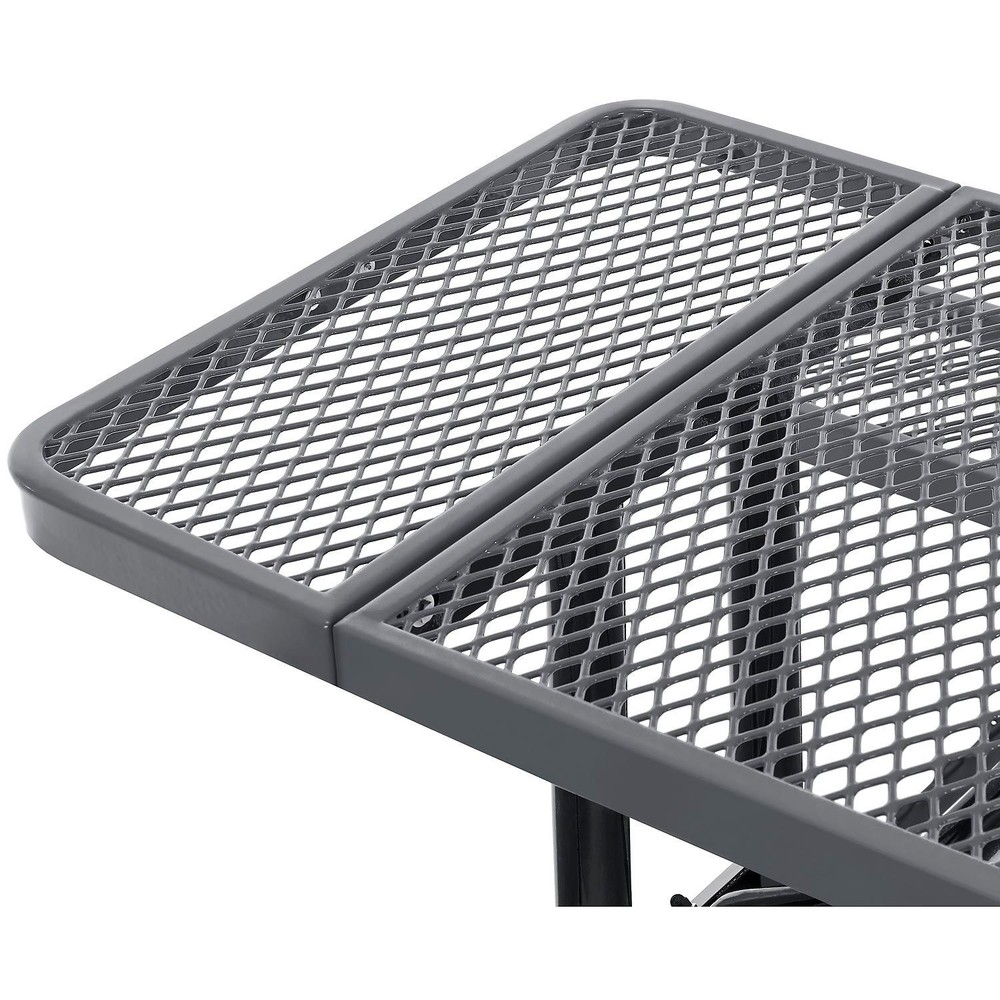 Global Industrial 8'L Rectangular Picnic Table Expanded Metal Gray