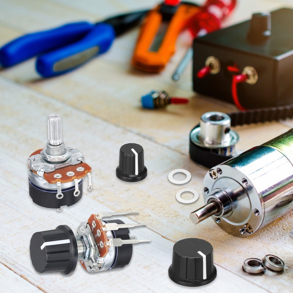5Set 500K Ohm Rotary Potentiometer WH138 3 Pin Variable Resistor with 24mm Knobs