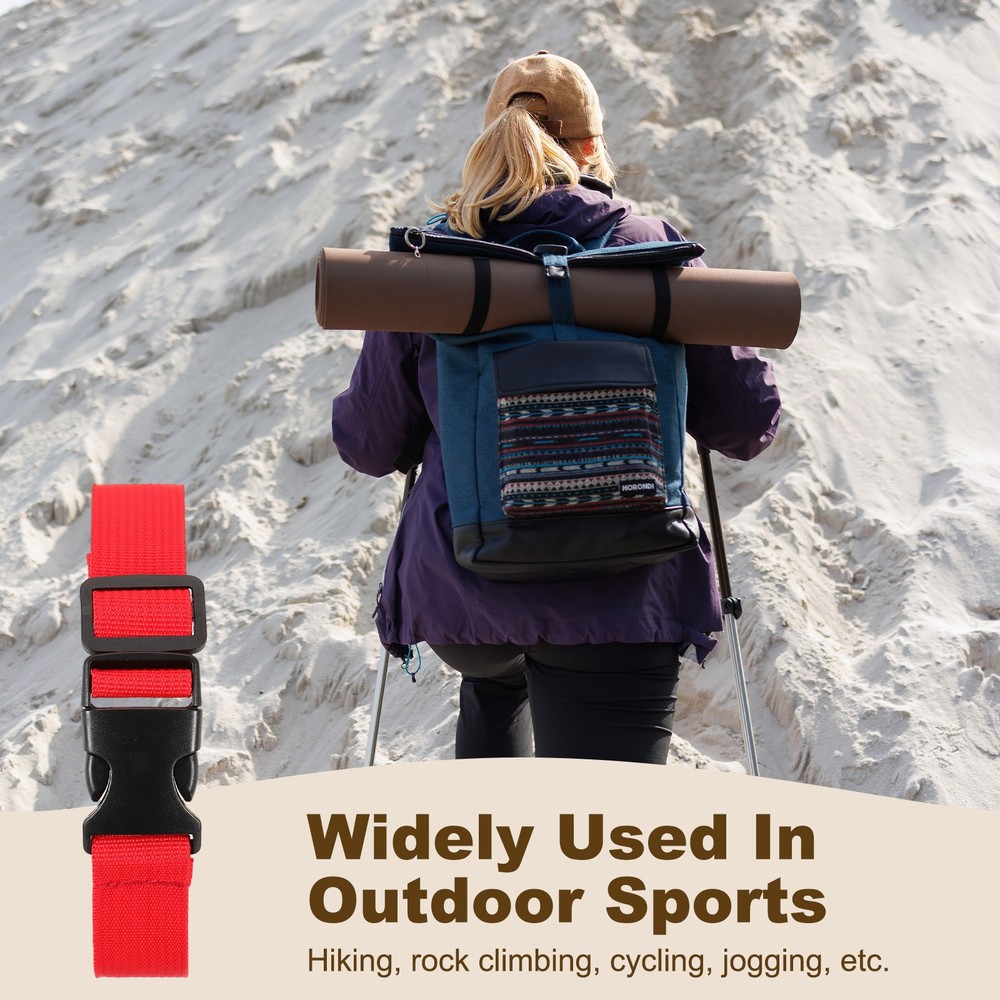 3pcs 1" x 3ft Utility Straps with Quick Release Buckle Adjustable, Red