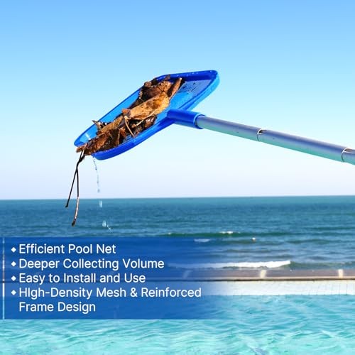 Pool Net - Pool Skimmer Net with 5 Section Detachable B - Pool Rake with Pole