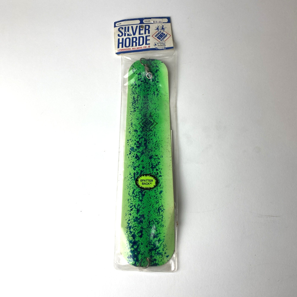 Silver Horde Double B Trolling Flasher Glow Green Spatter Back