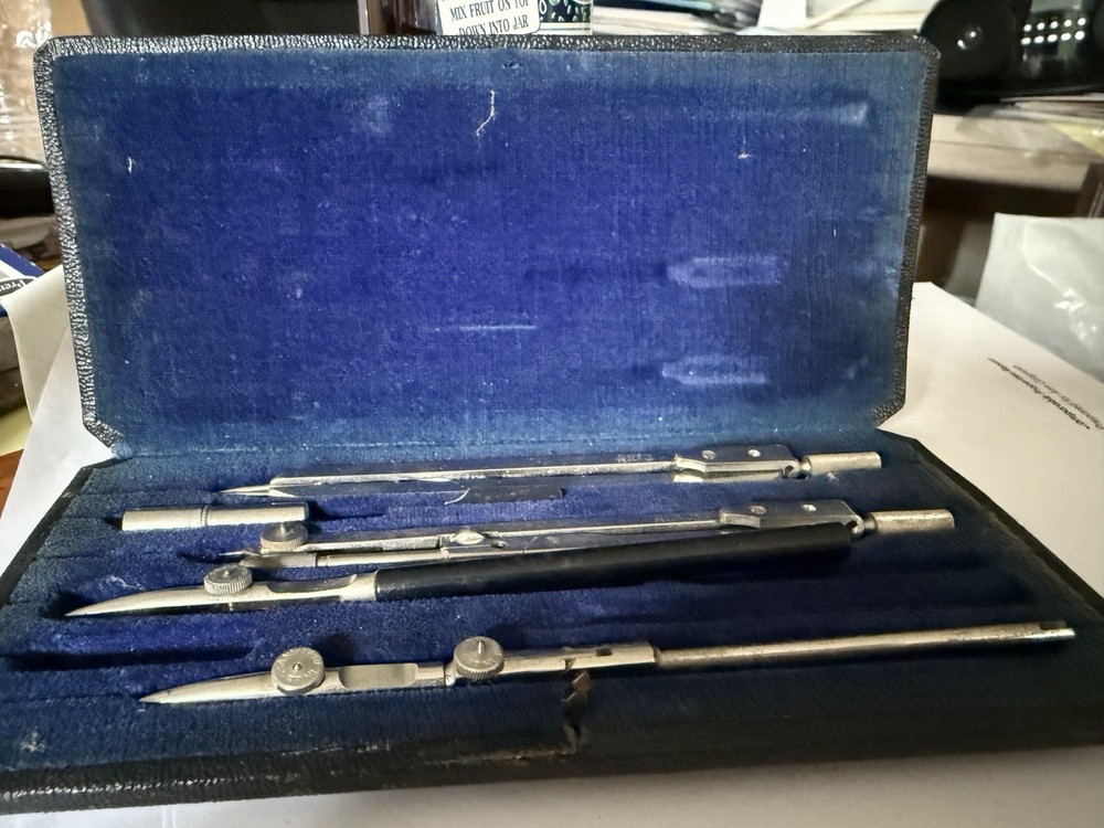 Vintage Drafting Compass Set with Case Made In Germany.