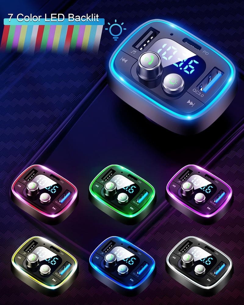 USB C Bluetooth Adapter for Car, AUX Wireless FM Radio Transmitter, Handsfree...