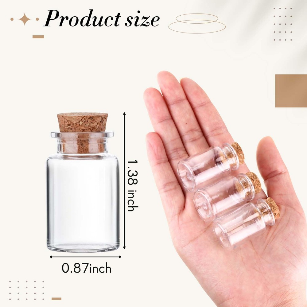 100 Packs 10ml Mini Plastic Bottles with Corks Small Potion Bottles Tiny Clea...