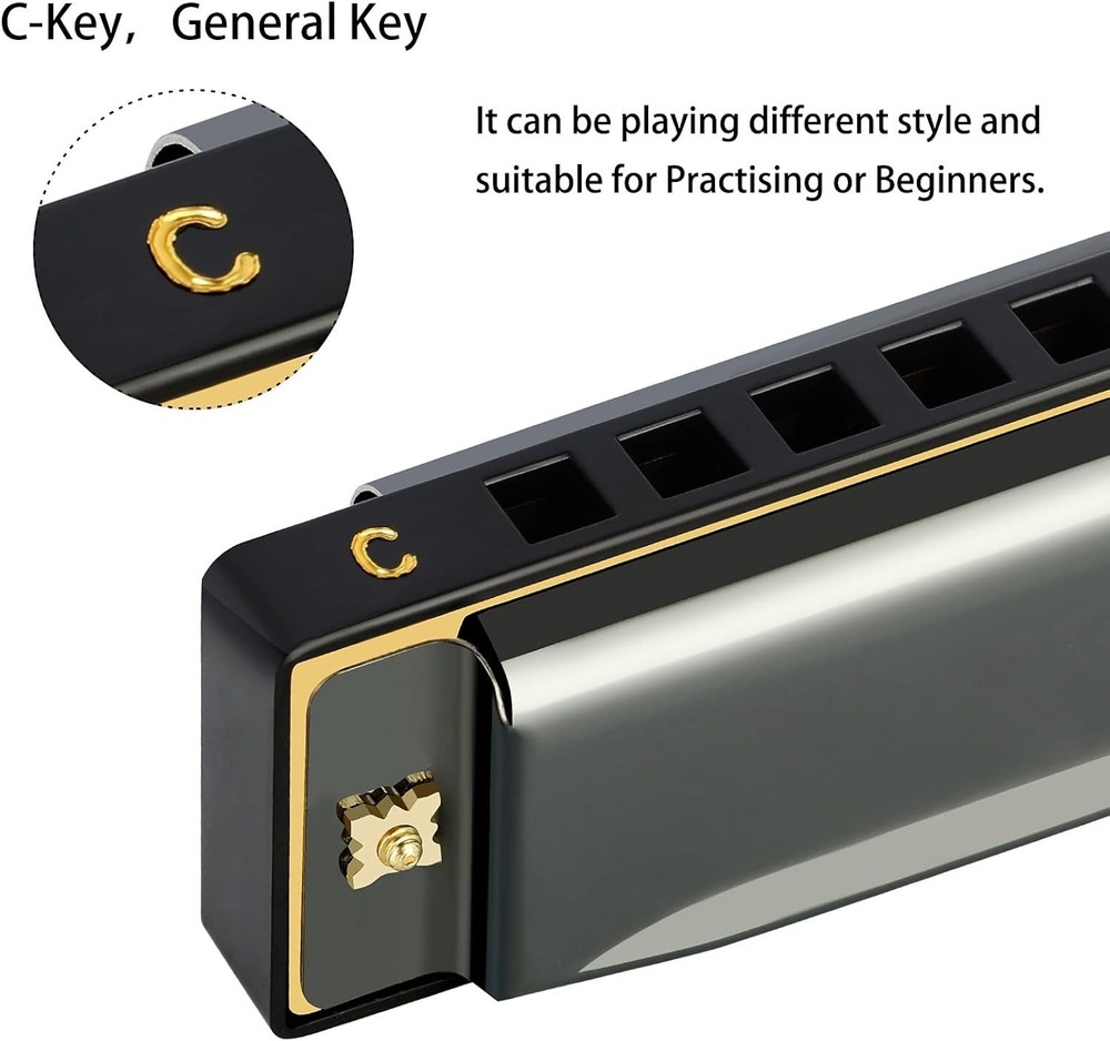 Key of C Diatonic Harmonica - Complete Set with Protective Case for Easy Playing