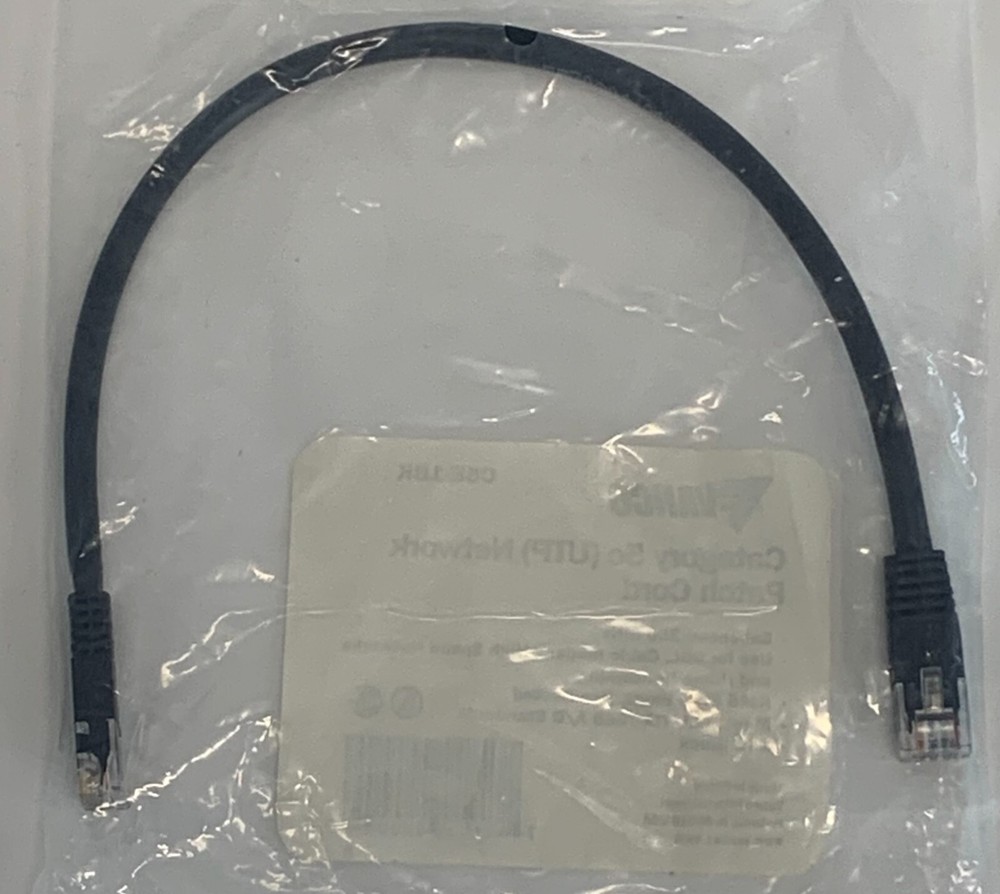 Vanco C5E-1BK Category 5e (UTP) Network Patch Cord 1ft Black (3-Pack)