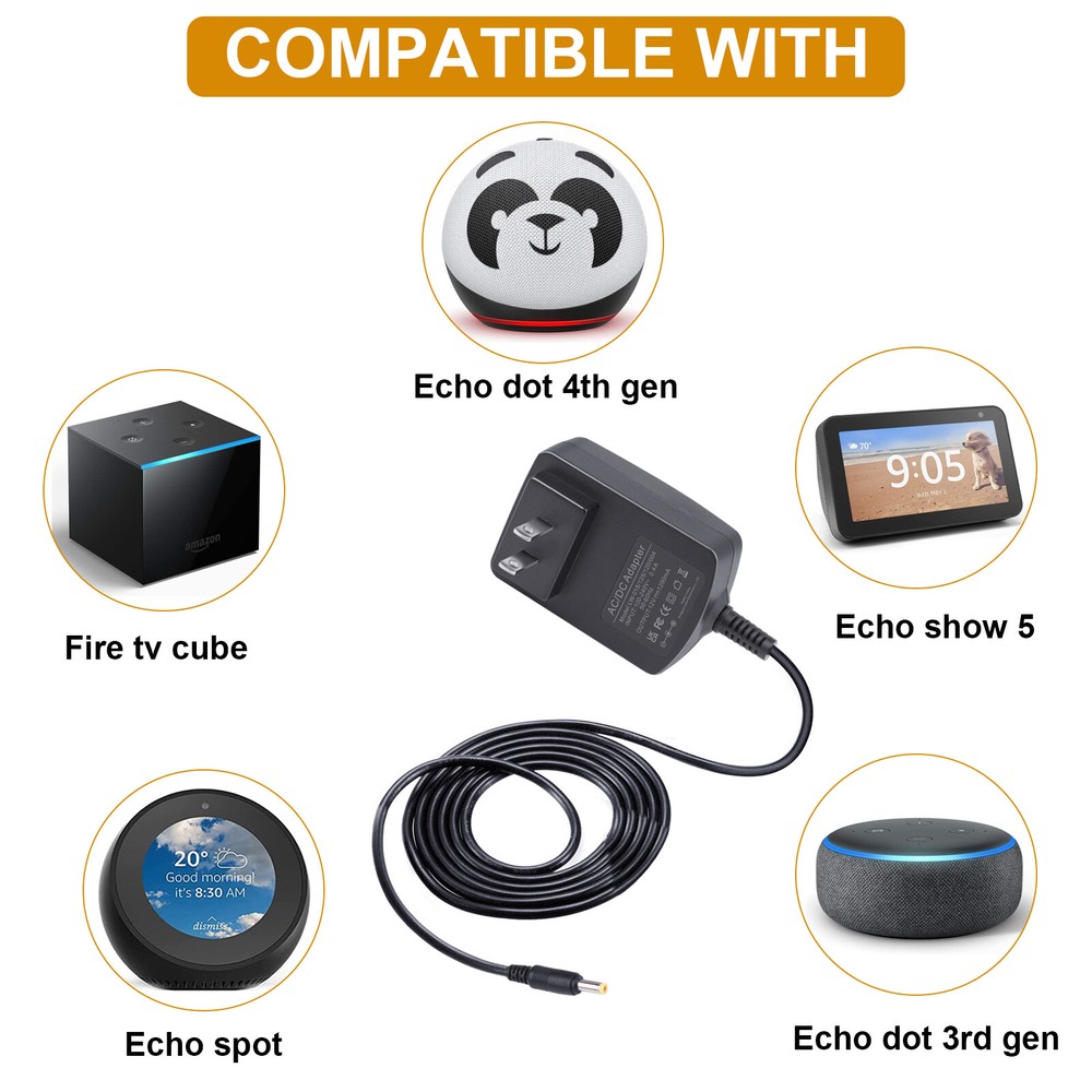 Power Supply Charger for Amazon Echo Dot 3rd Gen and 4th Gen Wireless Speaker