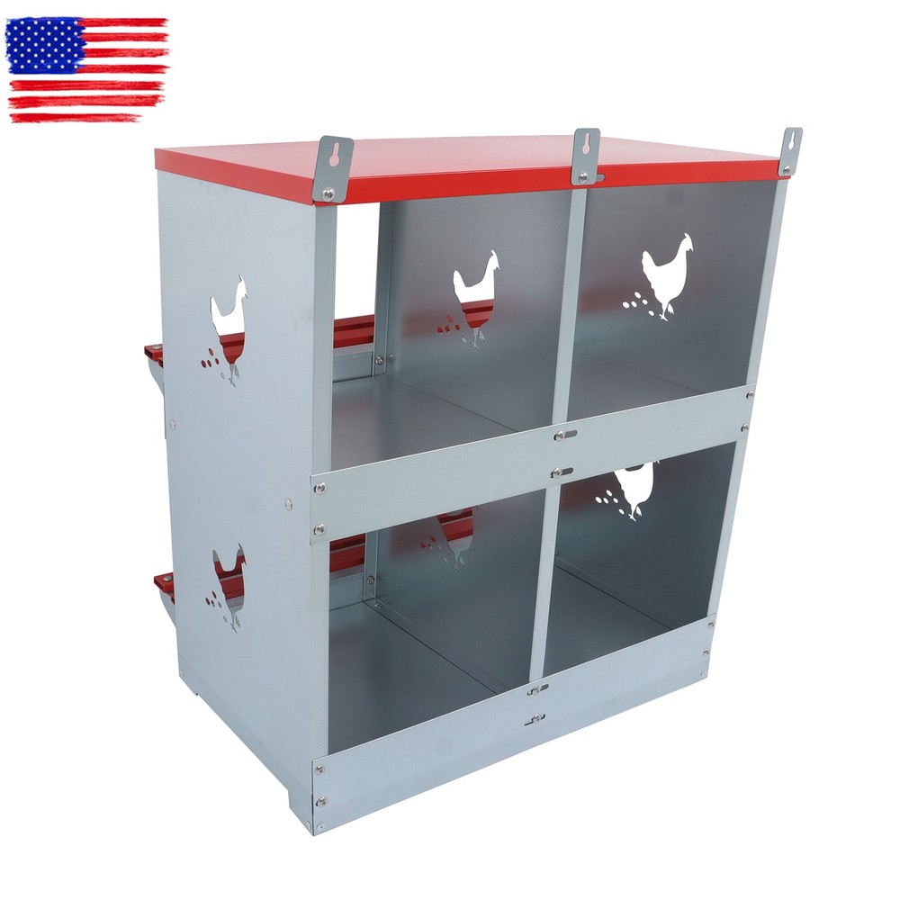 Chicken Nesting Boxes 4 Compartment Metal Poultry Nest Box Wall Mount For Hens