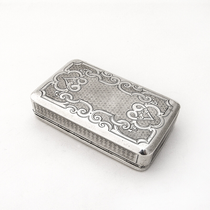 Snuff Box Engine Turn Decorations Coin Silver Gorham Silversmiths 1870