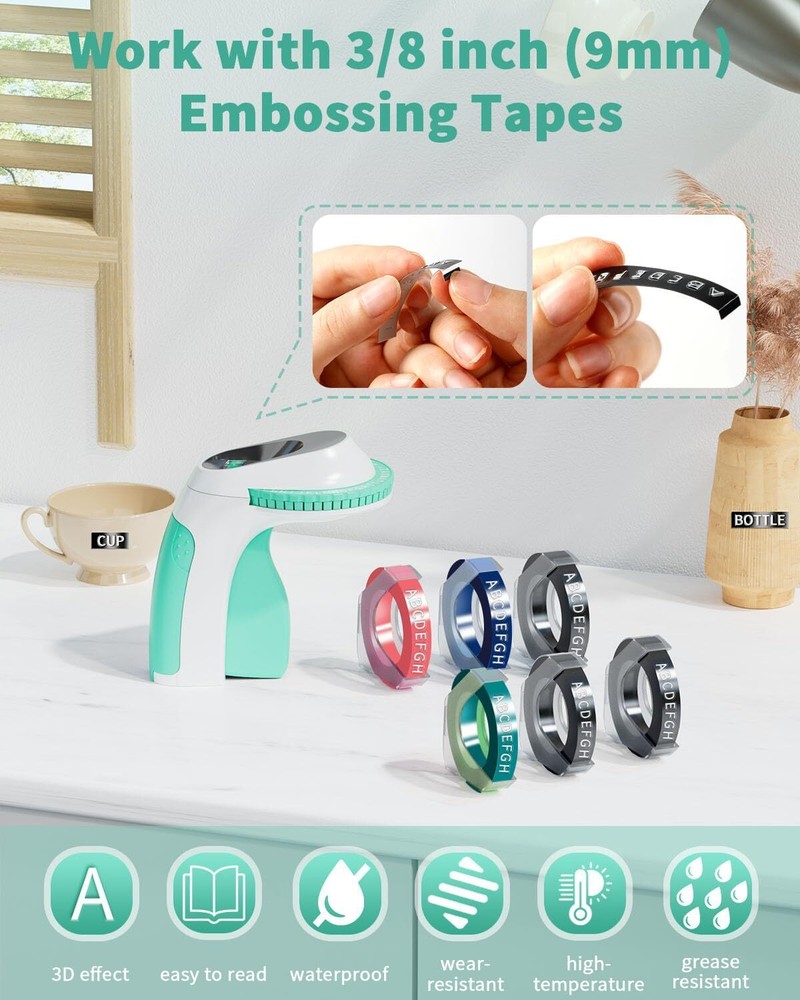 Phomemo Embossing Label Maker Machine with 6 Tape Portable Retro Embossed Writer