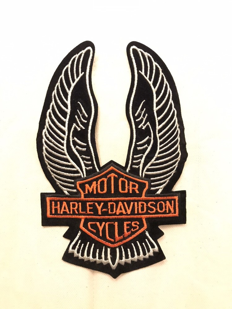 8 1/4" Harley Davidson Eagle Wings UP Patch Jacket HOG Bar & Shield black white