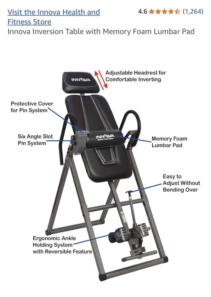 Innova Inversion Table with Memory Foam Lumbar Pad