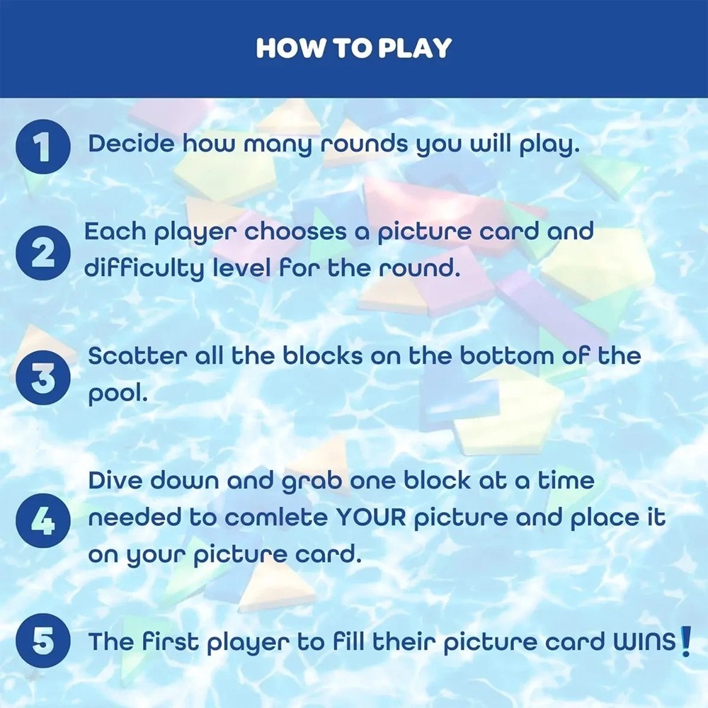 Pool Diving Game- Set Includes 40 Multi-Shape Sinking Toys, 18 Challenge Cards