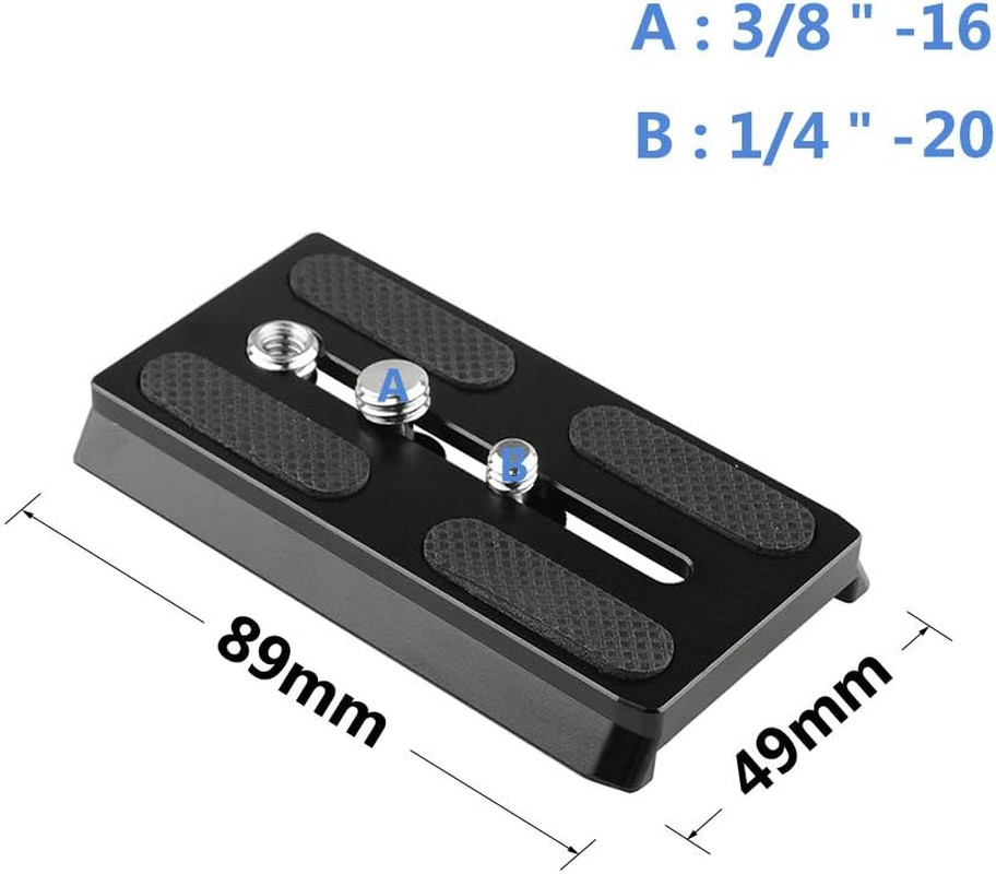Camera Quick Release Base Plate with 1/4" & 3/8" Threads Compatible with Manfrot