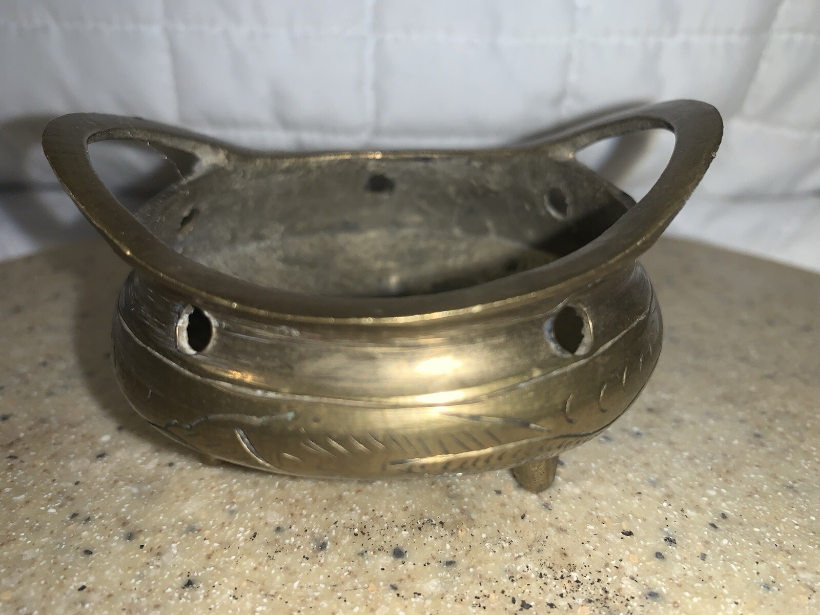 Vtg Chinese Small Brass Censer Tripod Incense Burner Xuande Reign 6 Hallmarks