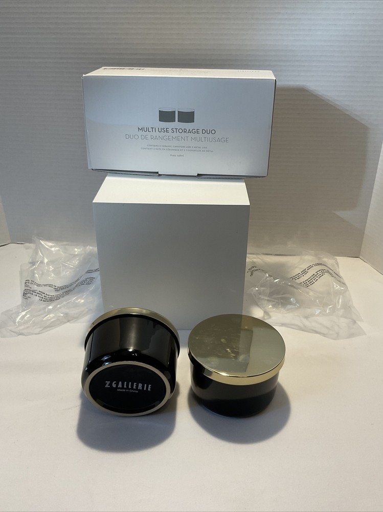 Z galleries multi used storage dual black ceramic containers New