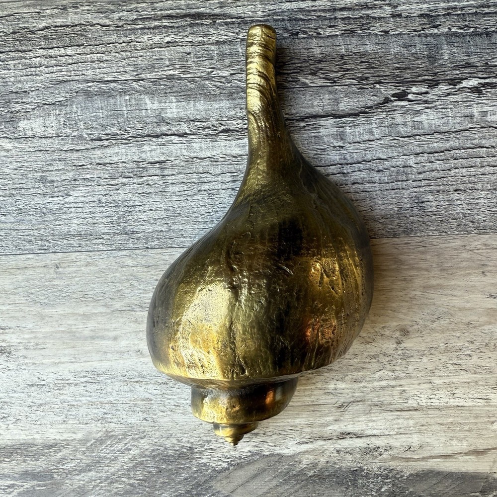 Colby Smith MCS Brass Channel Pear Conch Shell Door Knocker Wall Art