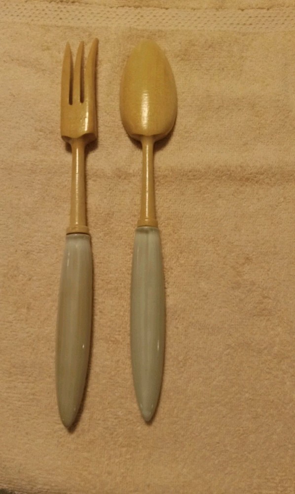 Wooden / Ceramic Salad Serving Set