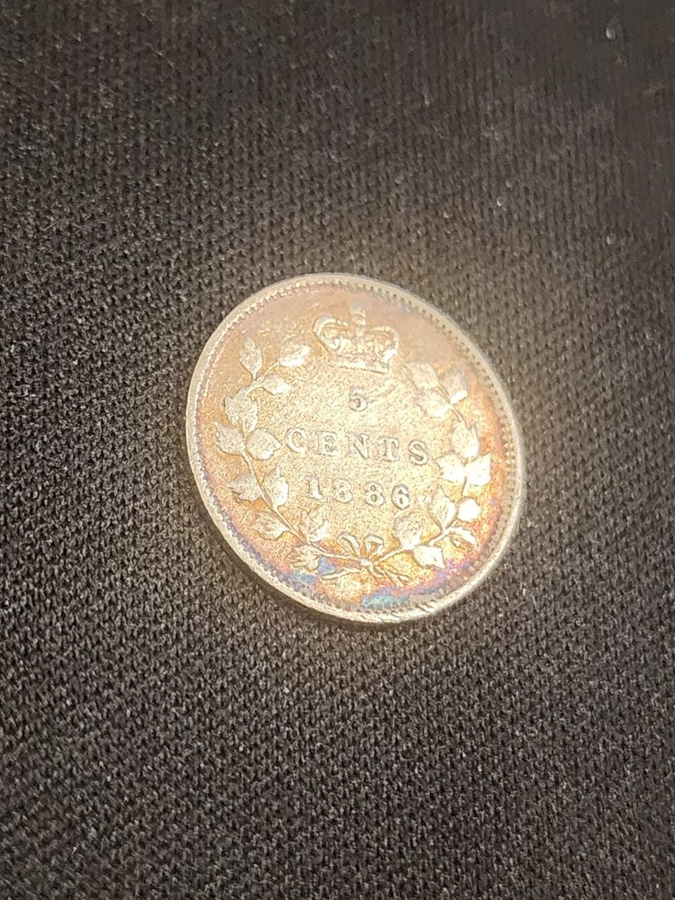 1886 Canada 5 Cents Silver Coin