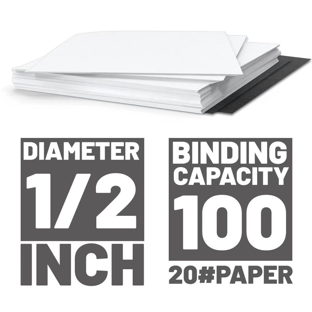 TOTiyea 100 Pack Double Loop Wire Binding Spines, 1/2 Inch Diameter, 3:1 Pitc...