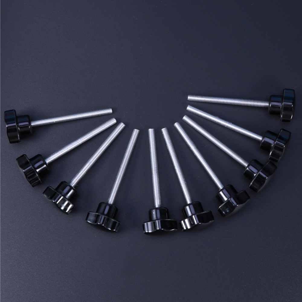 10 PCS M5x60 Hole Five Star Screw Grips Clamping Knobs (Black)