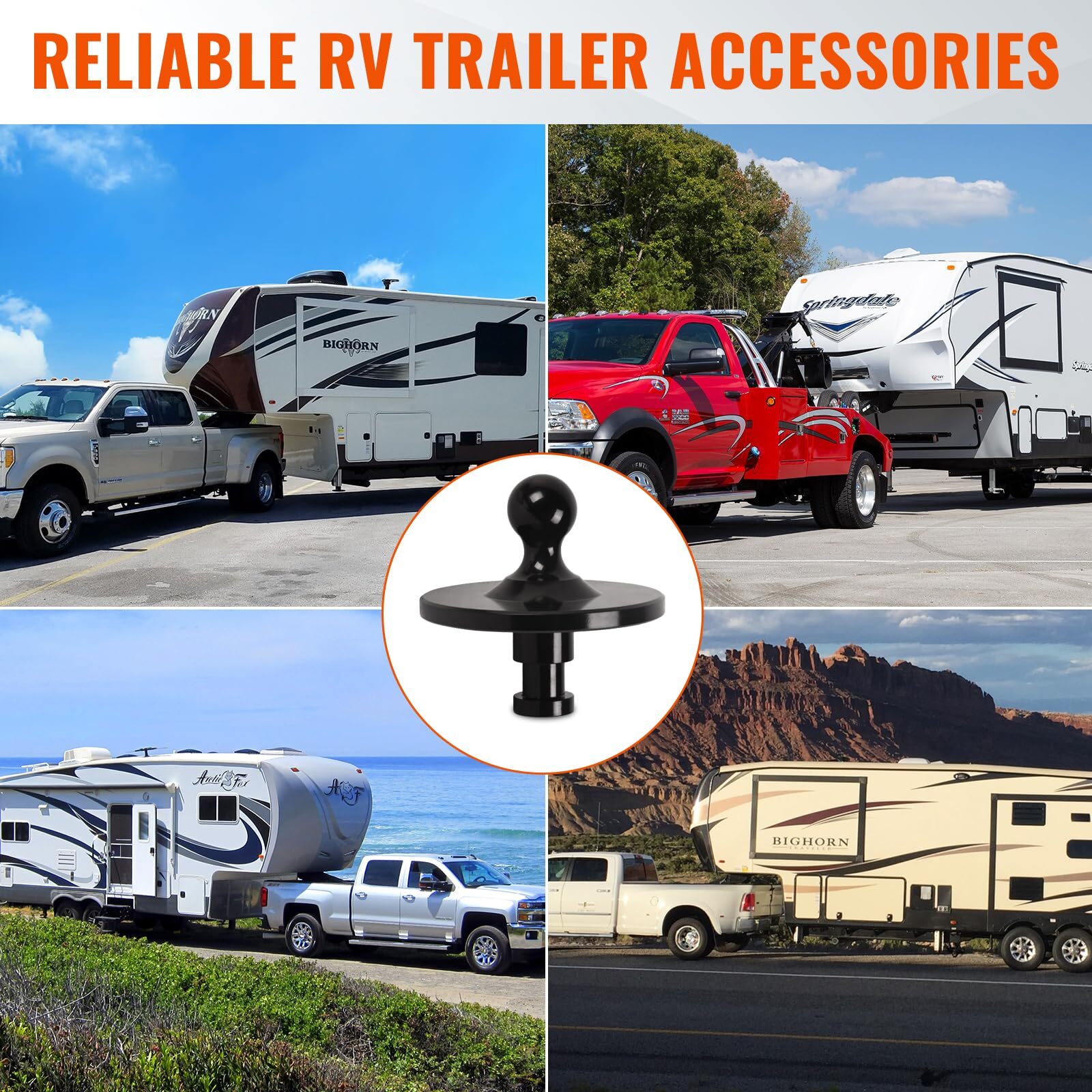 5th Wheel to Gooseneck Adapter 2-5/16" Ball King Pin 30000 lbs Load Capacity