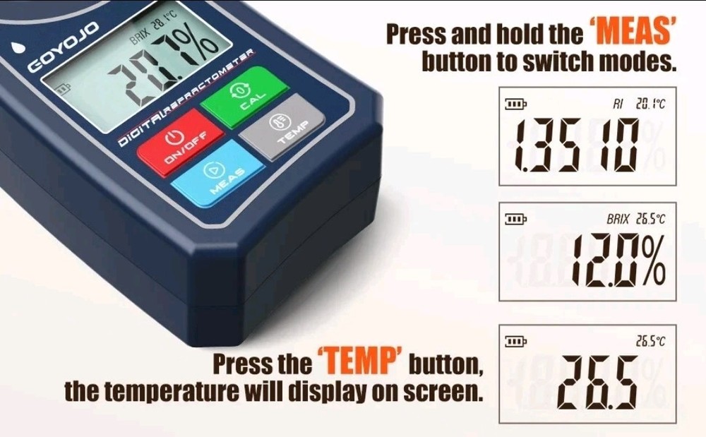 Digital Refractometer Brix Meter 0‑55% For Fruit Juice Sprite Sugar Tester Meter