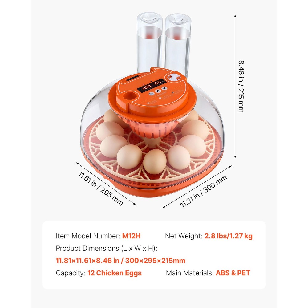 Uimoso 12 Egg Incubator with Automatic Turning and Temperature Control