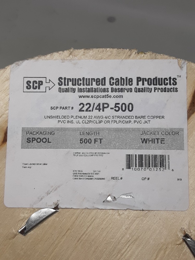 Structured Cable Products 22/4P-500 4C/22 AWG Stranded Plenum Security Alarm Ca