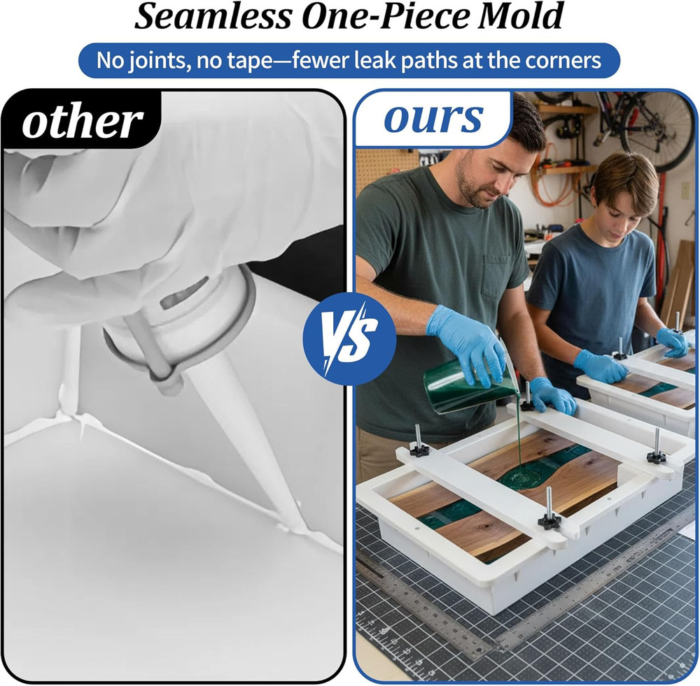 Epoxy Table Mold, No-Seal Clamping River Table Mold with Adjustable Divider, ins