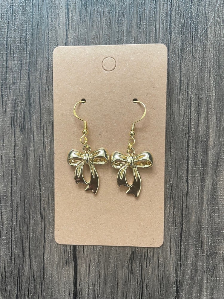 Love Bows Medium Handmade Gold Charm Earrings