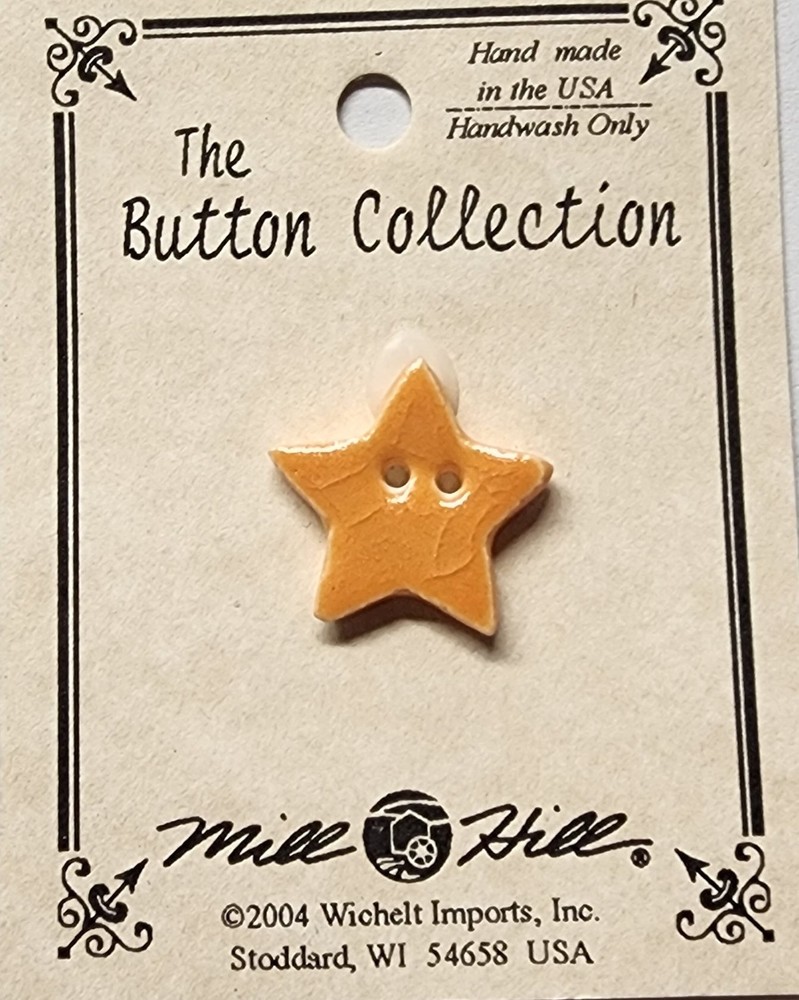DIY Mill Hill Ceramic Button - Small Tangerine Star