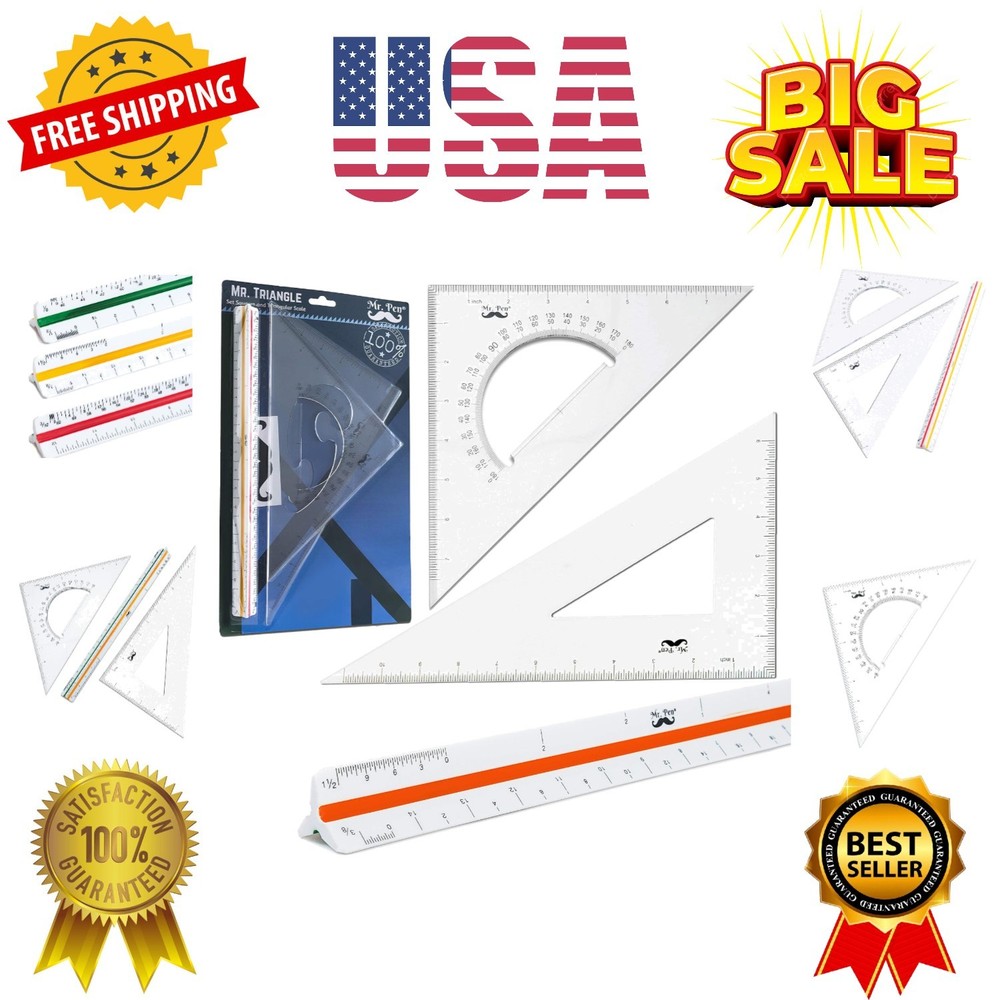 Architectural Triangular Ruler Set with 12 Inch Triangular Scale, 11 Inch 30/...