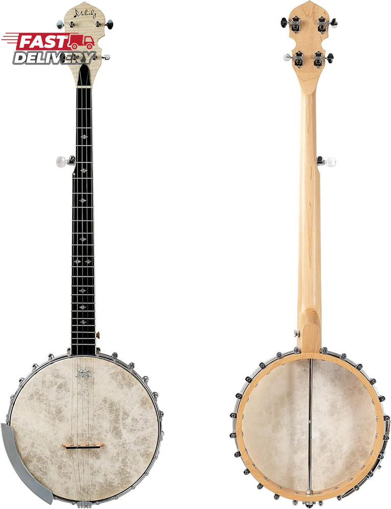 Mulucky 5 String Banjo - Full Size with 24 Brackets, Open Back, Maple Banjo with