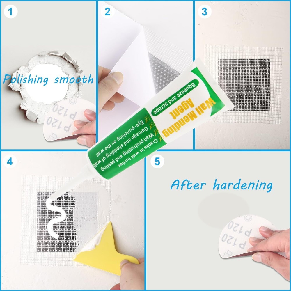 Drywall Repair Kit, Wall Patch kit, 200g Spackle + 2,4Patch, Green