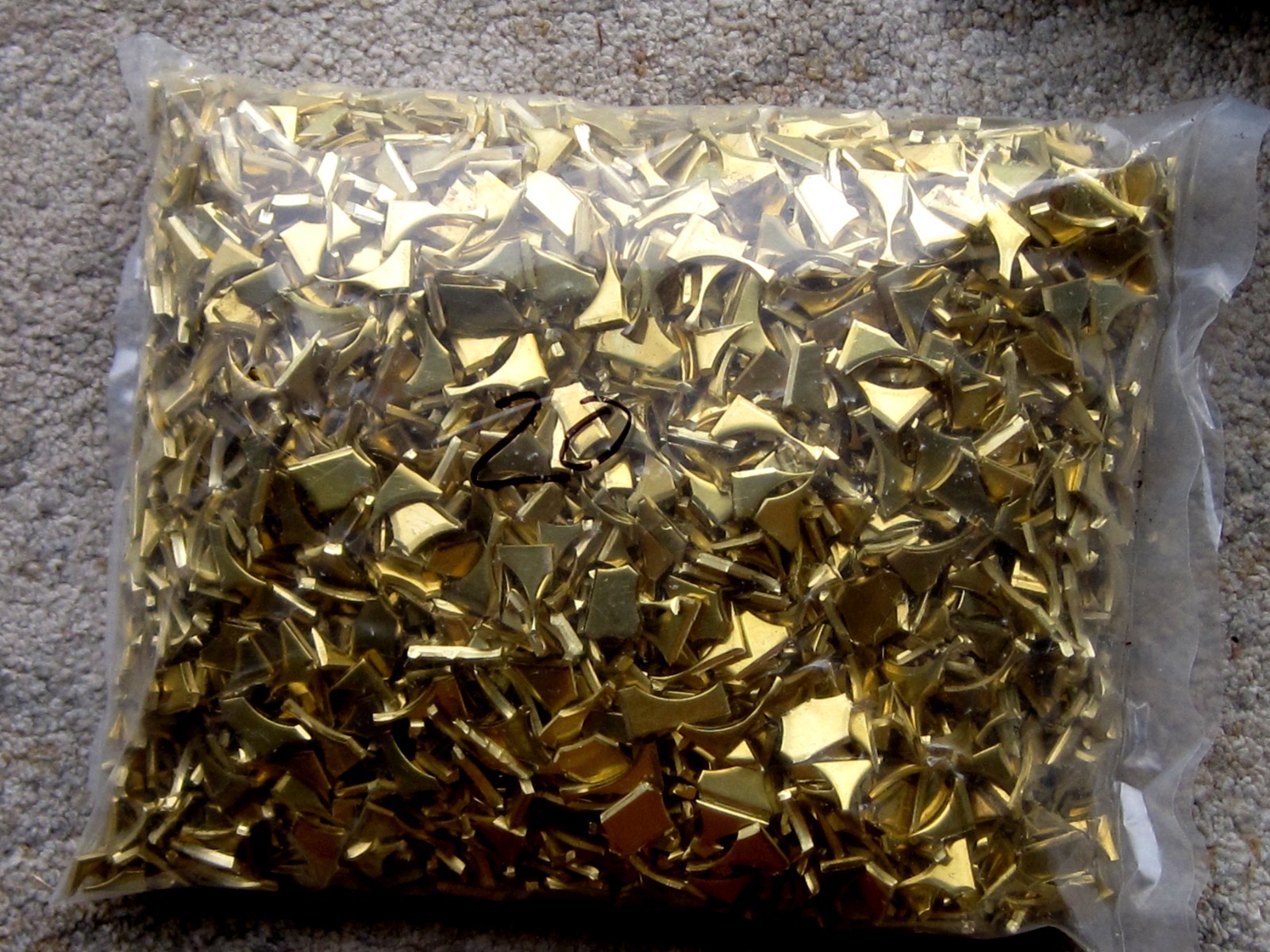 20 pounds of clean chopped brass scrap for casting, Alloy 260, 70% Cu, 30% Zn