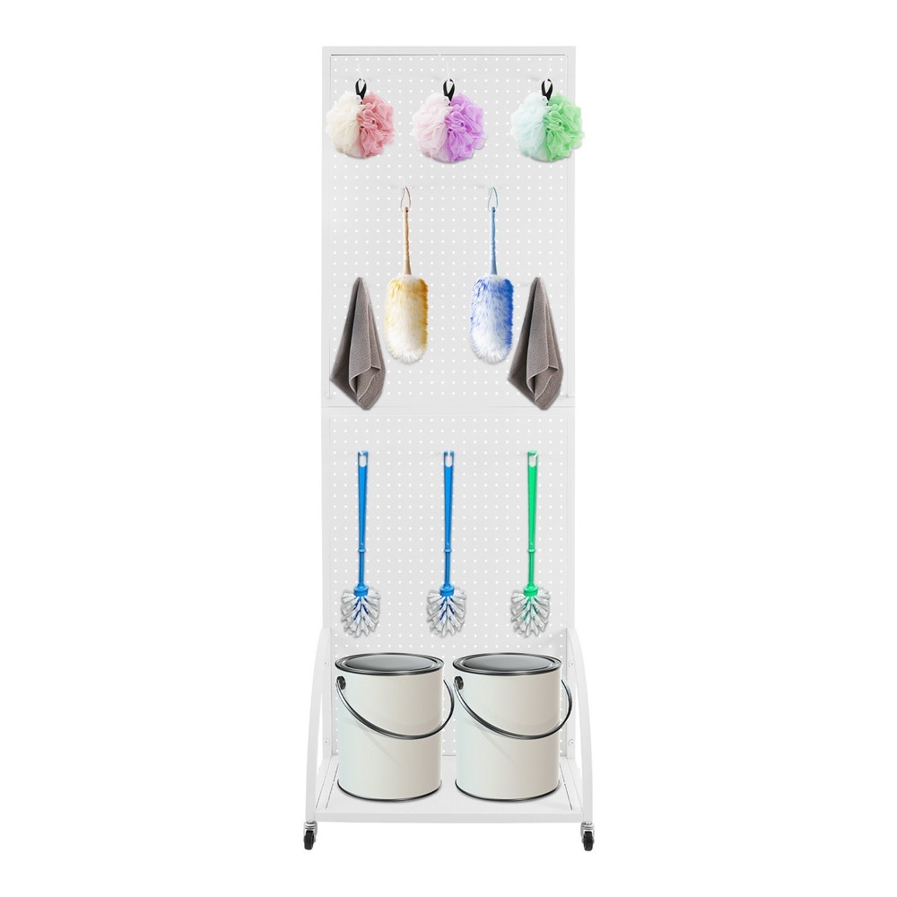 Durable Mobile Pegboard Display Stand with Wheels for Retail & Tools