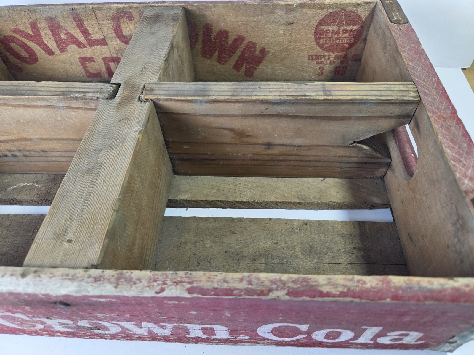 Vintage Royal Crown Cola Wooden Crate – Temple Texas – Original RC Soda Case