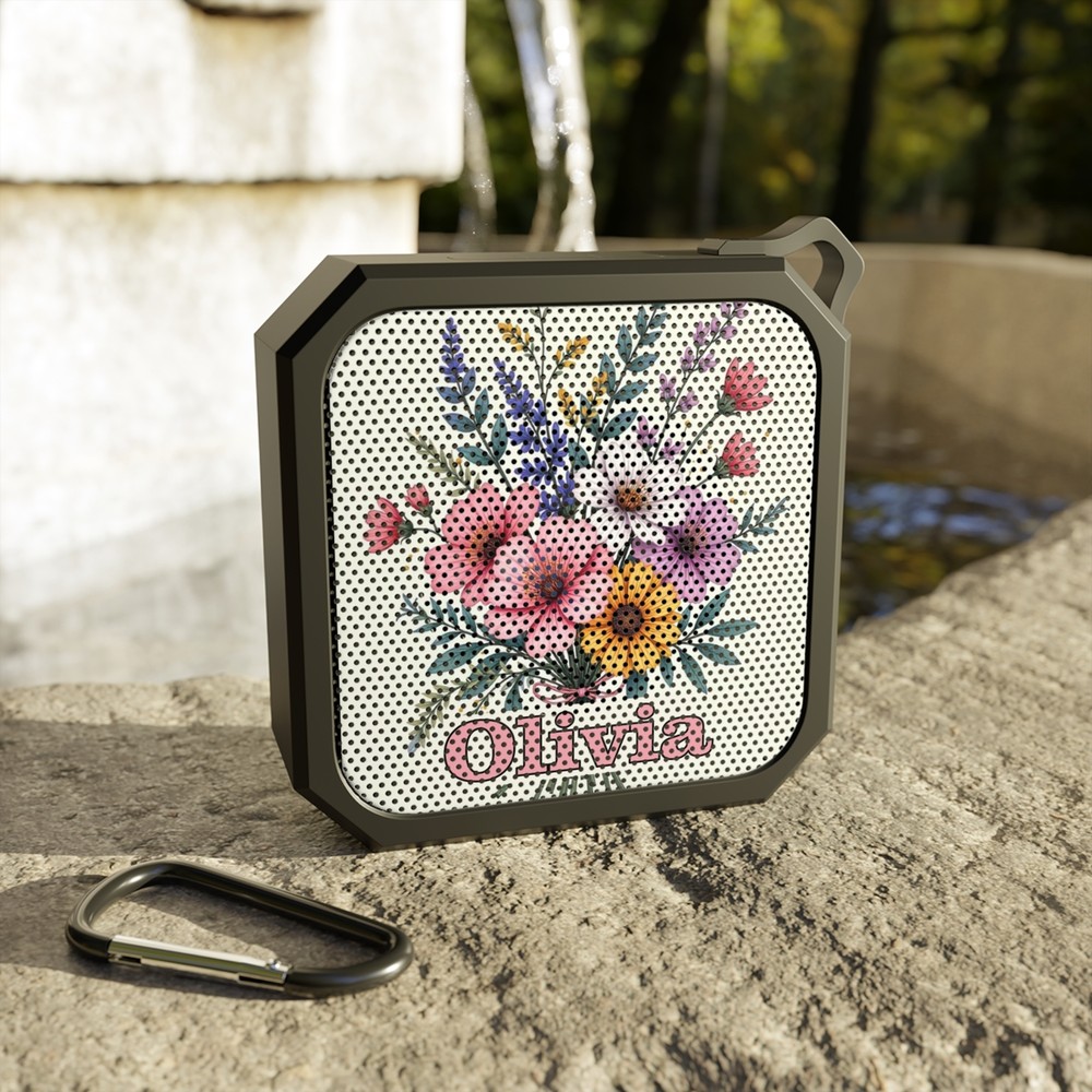 Bluetooth Speaker, Personalized Name with Flowers, Customizable Portable