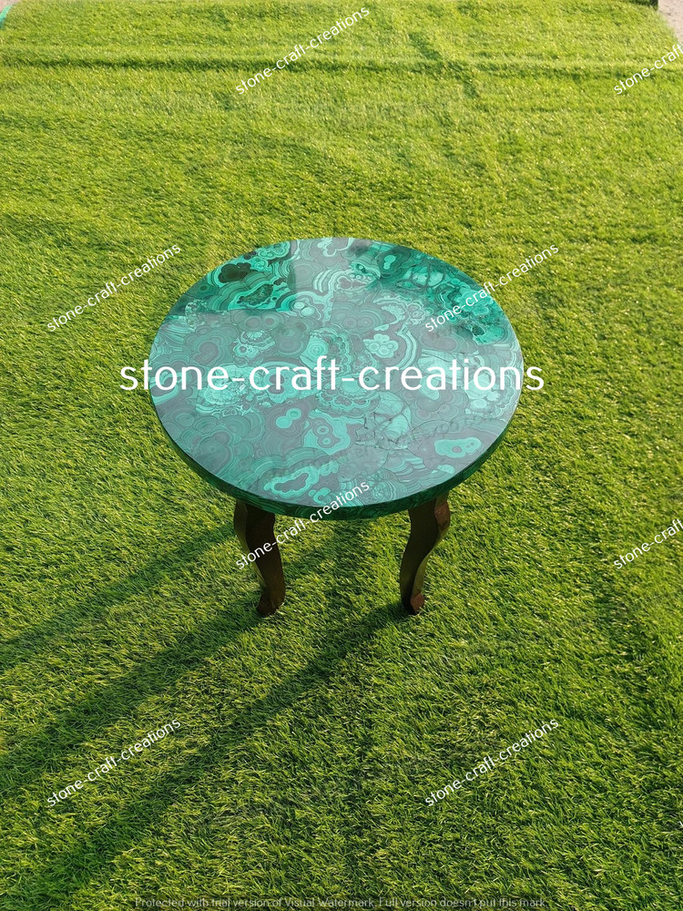 Green Table Round Malachite Handmade Coffee Tabletop ,Dining Table Home decor