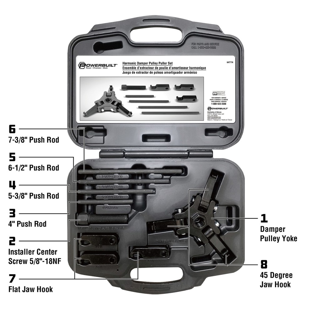 Powerbuilt Harmonic Damper Pulley Puller Kit - 647774