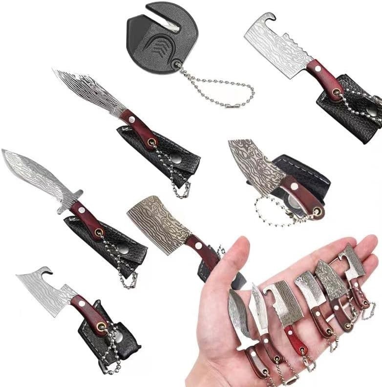 MIni Hatchet Pocket Knife Tiny Axe Knife Set Damascus Small Hatchet Package