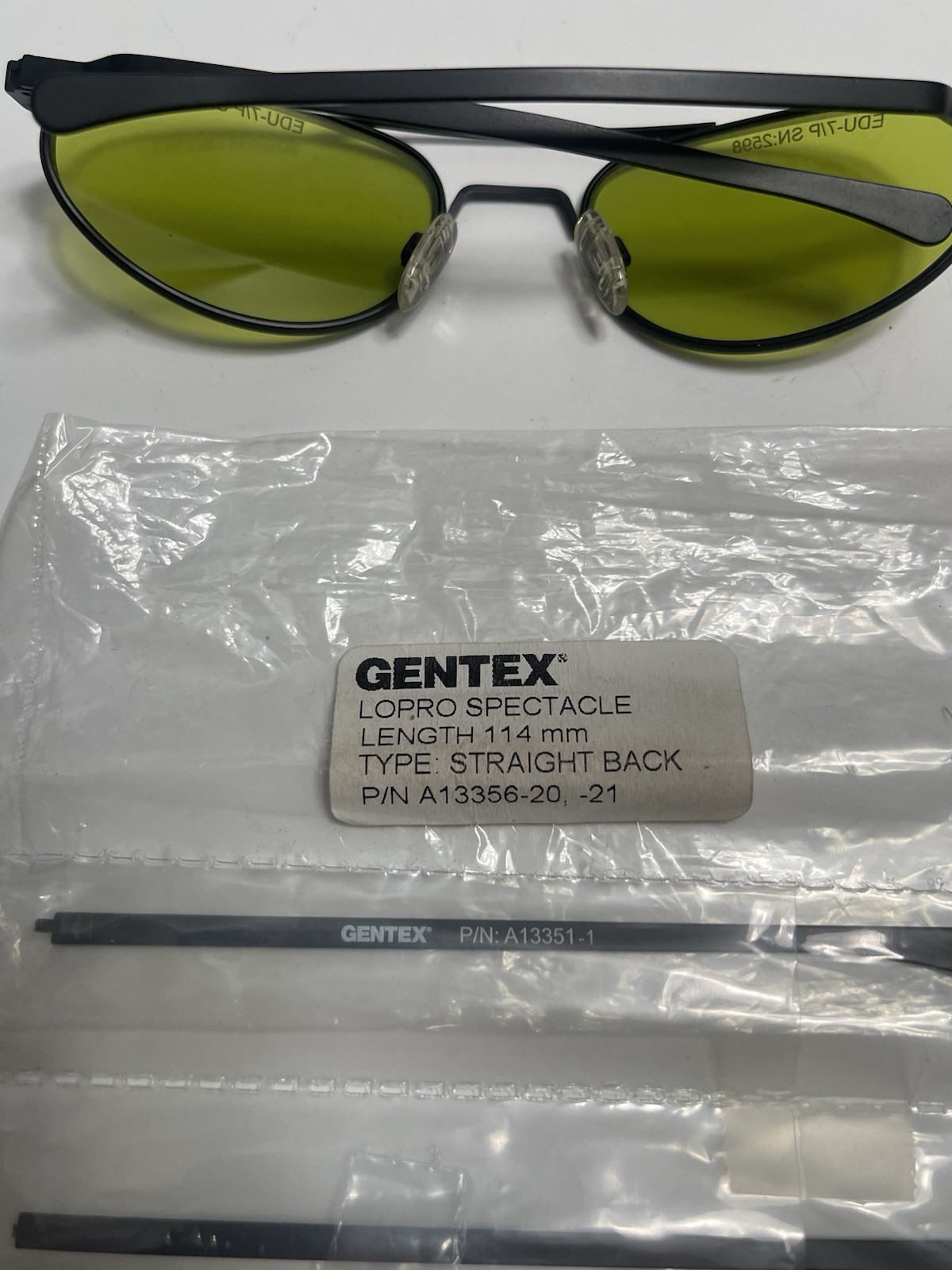 Gentex EDU-7/P Amber Laser Eye Protection (LEP) Spectacles & Extra Temple Arms