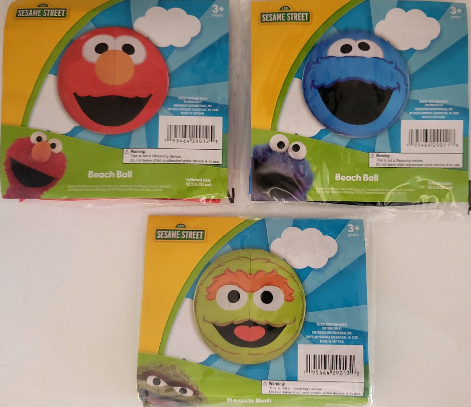 Sesame Street Beach Balls 12 Inch Age 2+: Select: Elmo, Cookie or Oscar