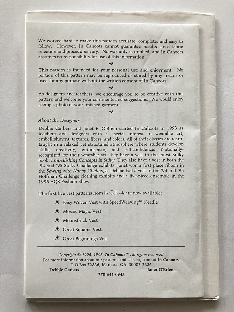 Womens Vest Sewing Pattern Lot Crazy Quilt Patchwork Applique Simplicity Boho